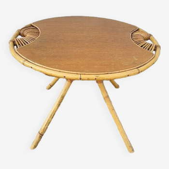 Round rattan coffee table 1960