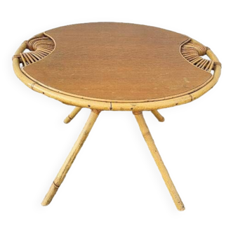 Round rattan coffee table 1960