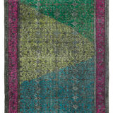 Hand-knotted carved anatolian 1970s 205 cm x 303 cm fuchsia carpet