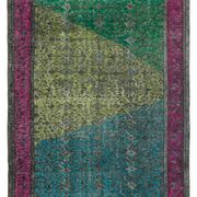 Hand-knotted carved anatolian 1970s 205 cm x 303 cm fuchsia carpet