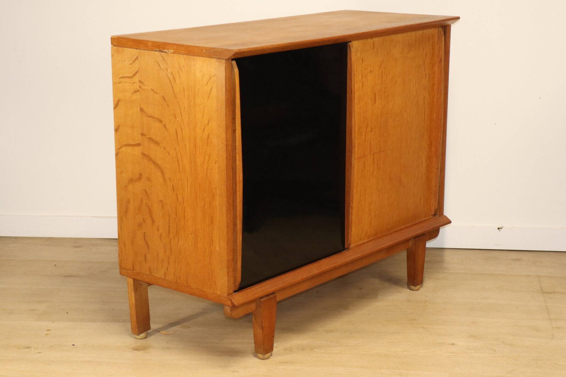 Vintage side table with sliding doors, 1960