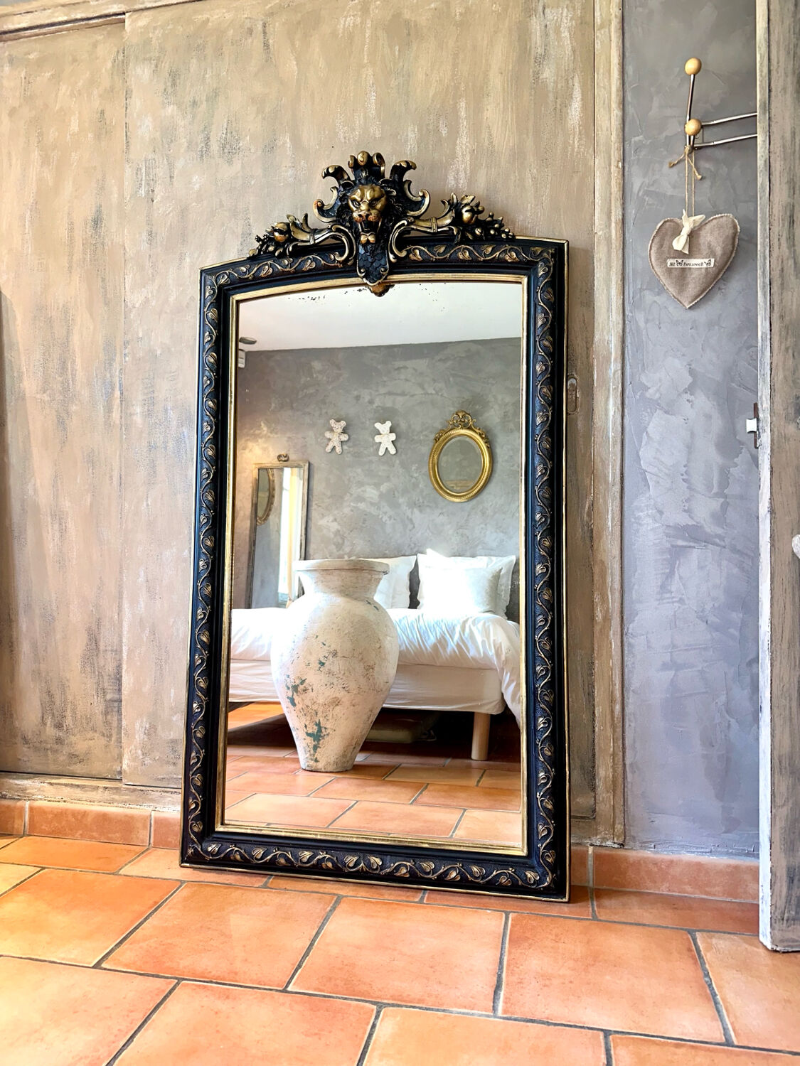 Antique Napoleon III pediment mirror