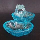 Early 20th century blue molded pressed glass salt cellar