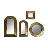 Set of 4 Moroccan mirrors in vintage brass 27 cm
