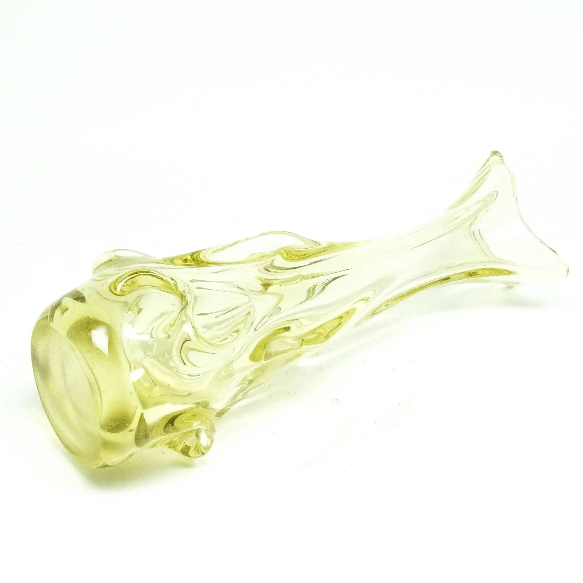 Vase postmoderne, verre jaune, Pologne, années 1970