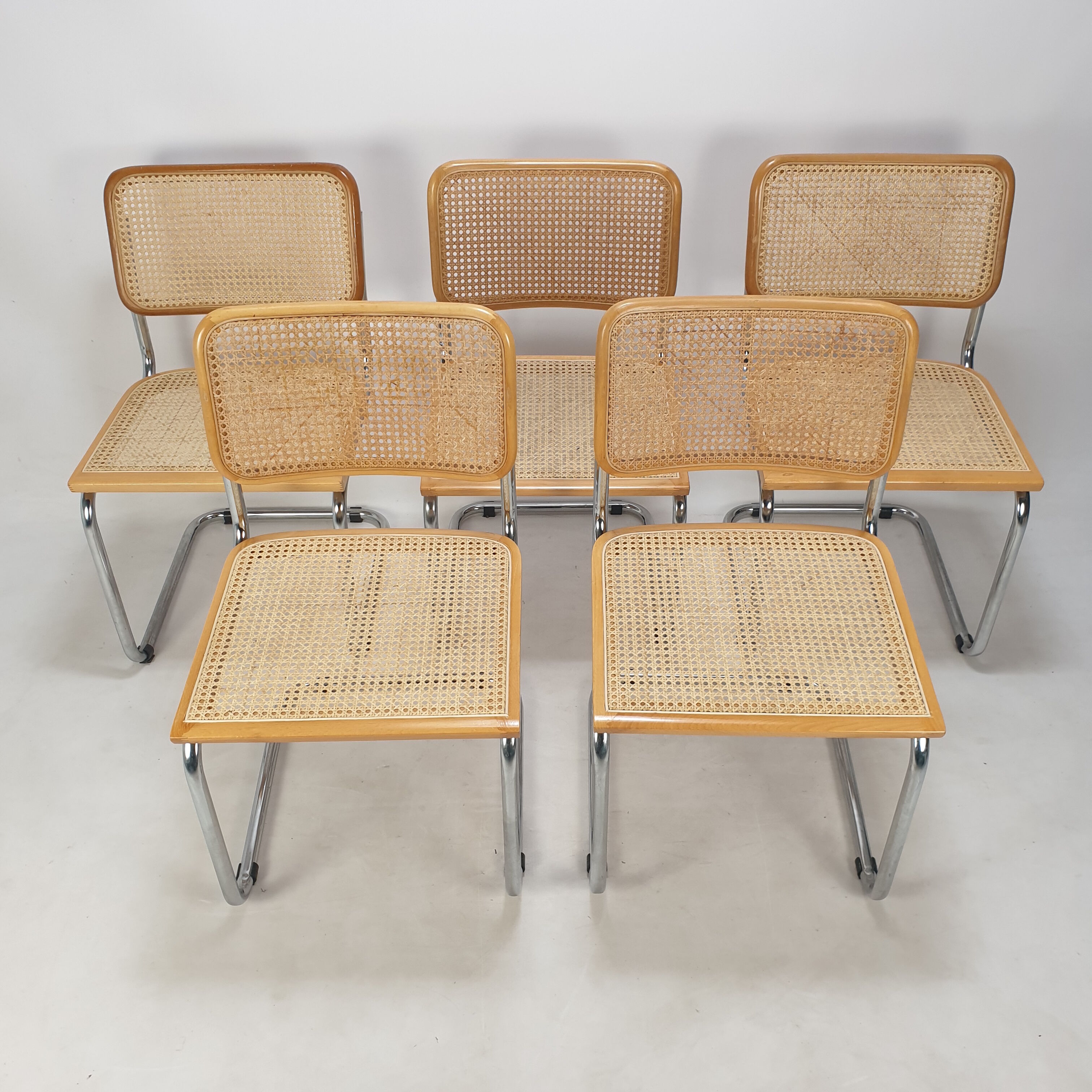 Set of 5 vintage Cesca chairs by Marcel Breuer