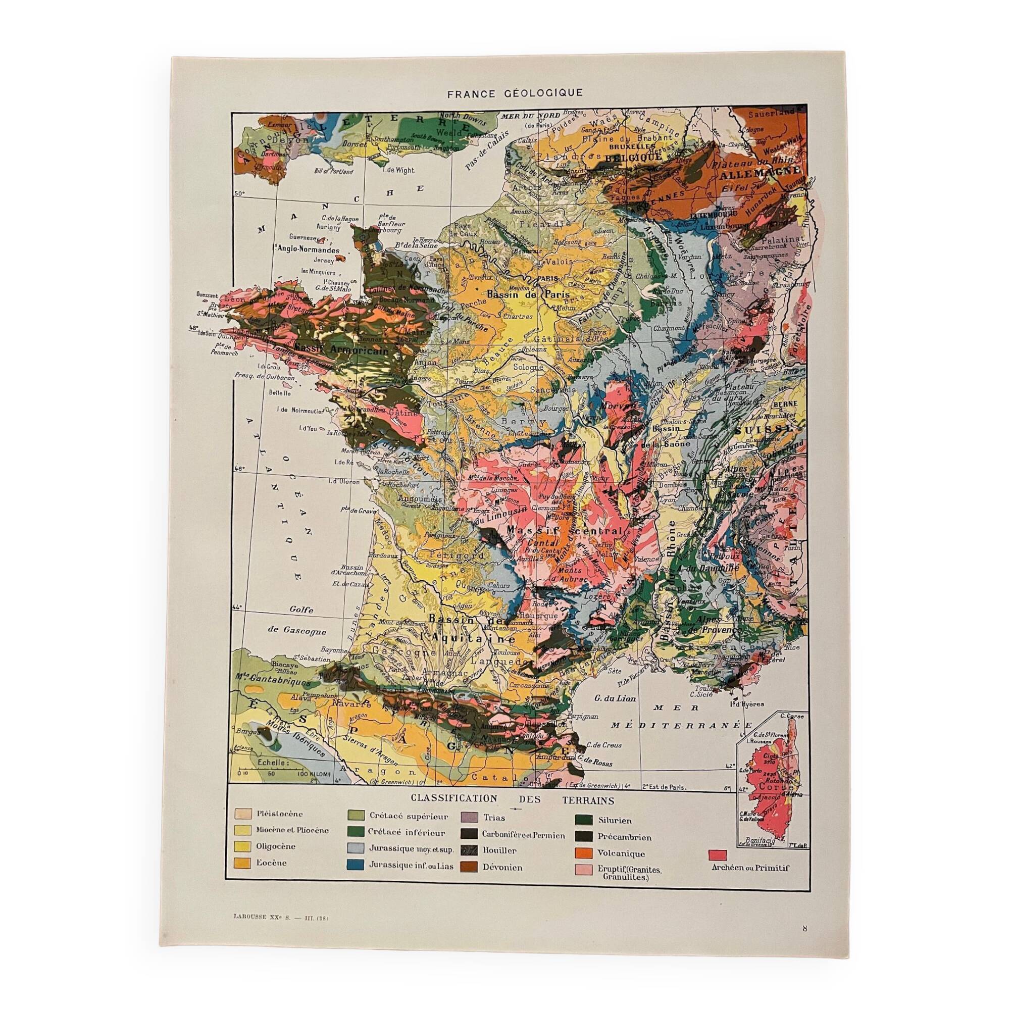 Old geological France map - 1930