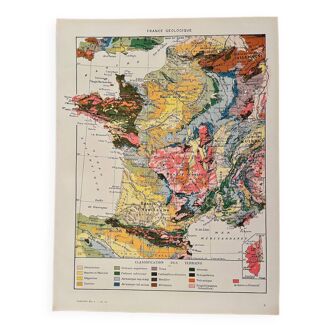 Old geological France map - 1930