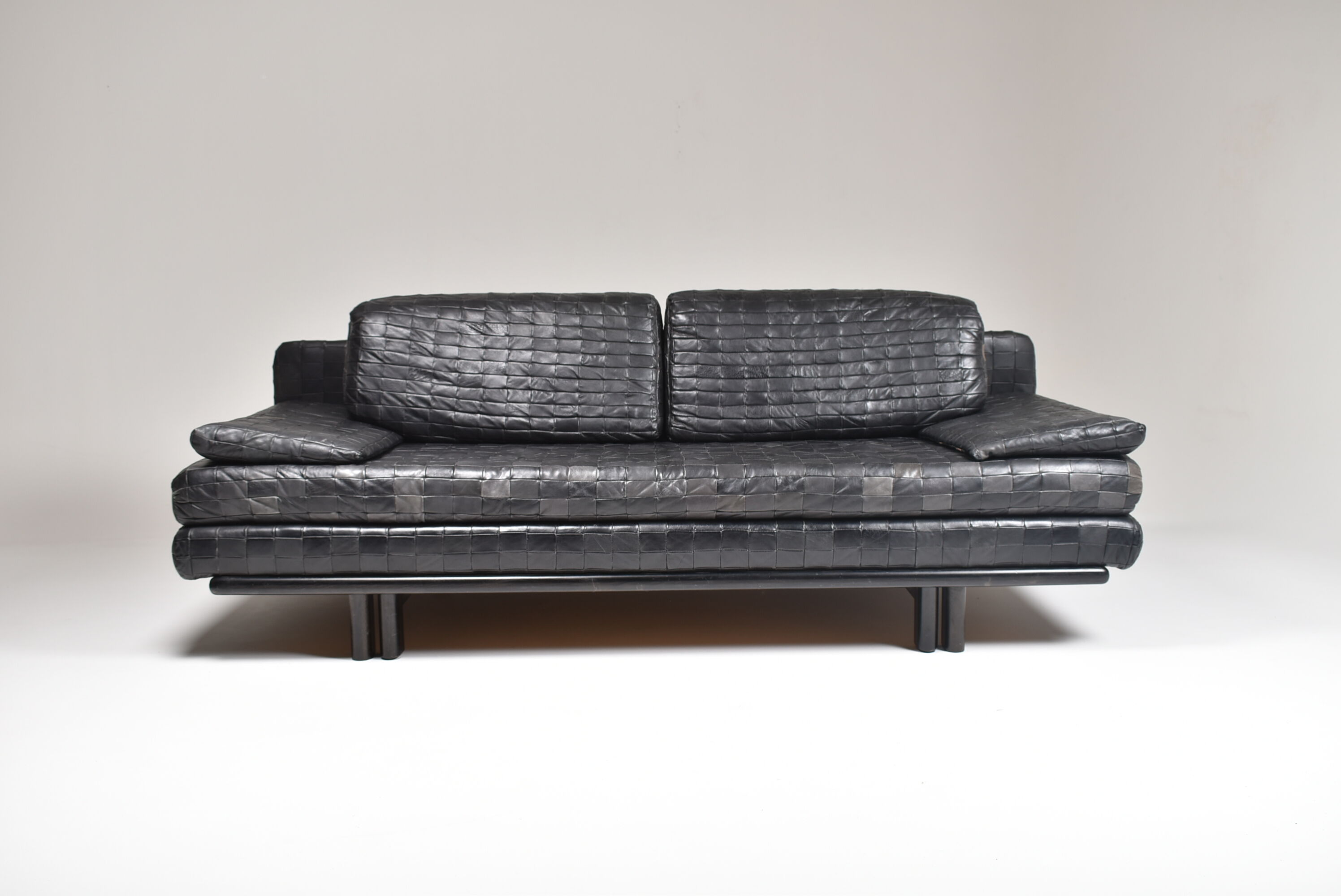 Convertible leather patchwork sofa
