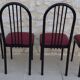 4 metal chairs with burgundy imitation leather seats from the Souvignet brand