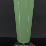 Art Deco lamp in chrome and celadon glass, France, circa 1930
