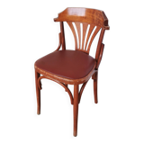 Chaise de salle à manger vintage en bois courbé : dossier éventail style Thonet, pub irlandais des années 1970