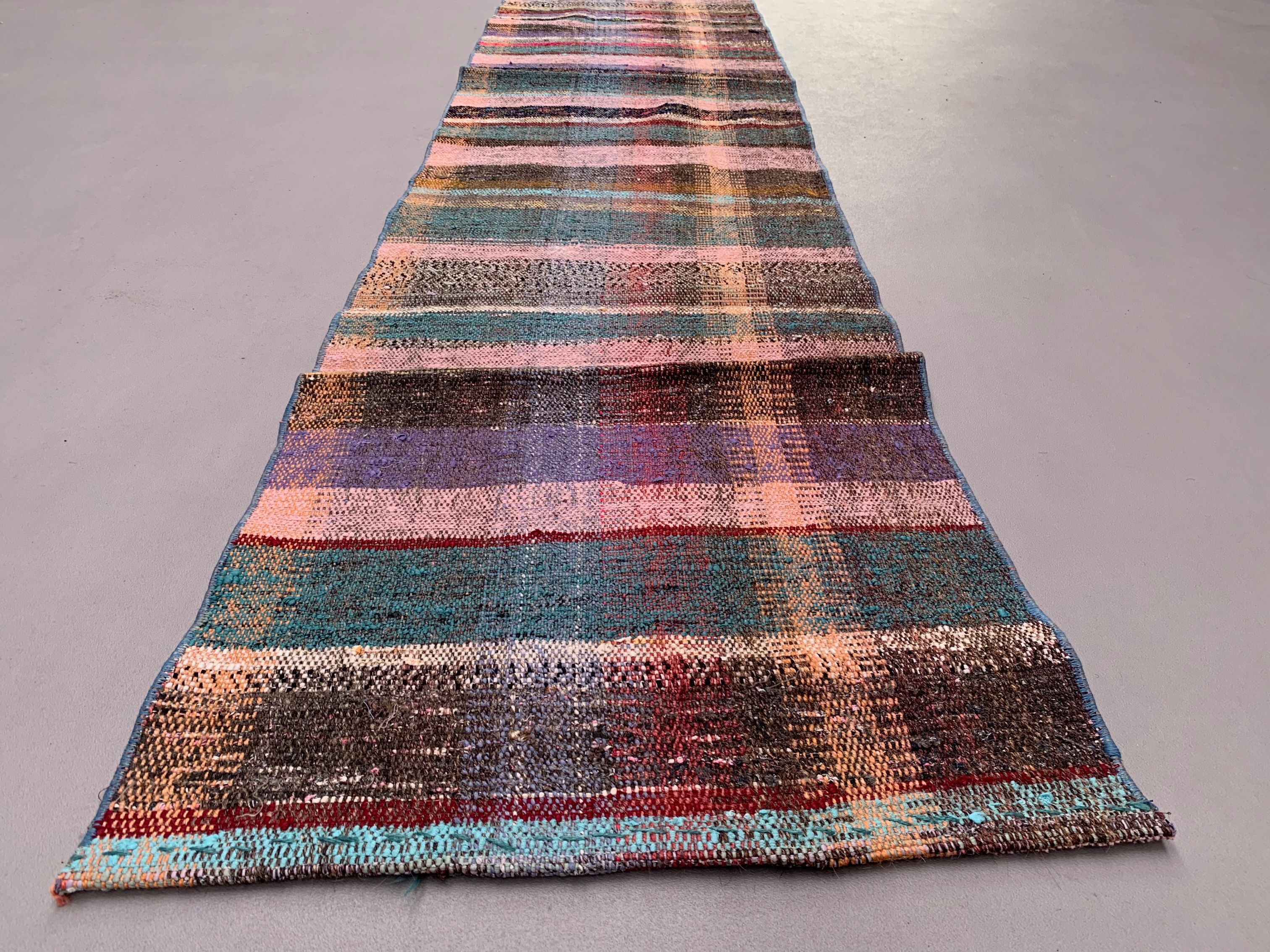 Old Turkish narrow Kilim Runner 336x50 cm shabby chic, vintage kelim