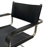 Set of 4 bauhaus cantilever chairs black leather and chrome design