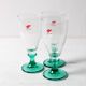 Set of 3 Vintage Bormioli Rocco Wine Glasses: Green Stem Harmonia Flutes