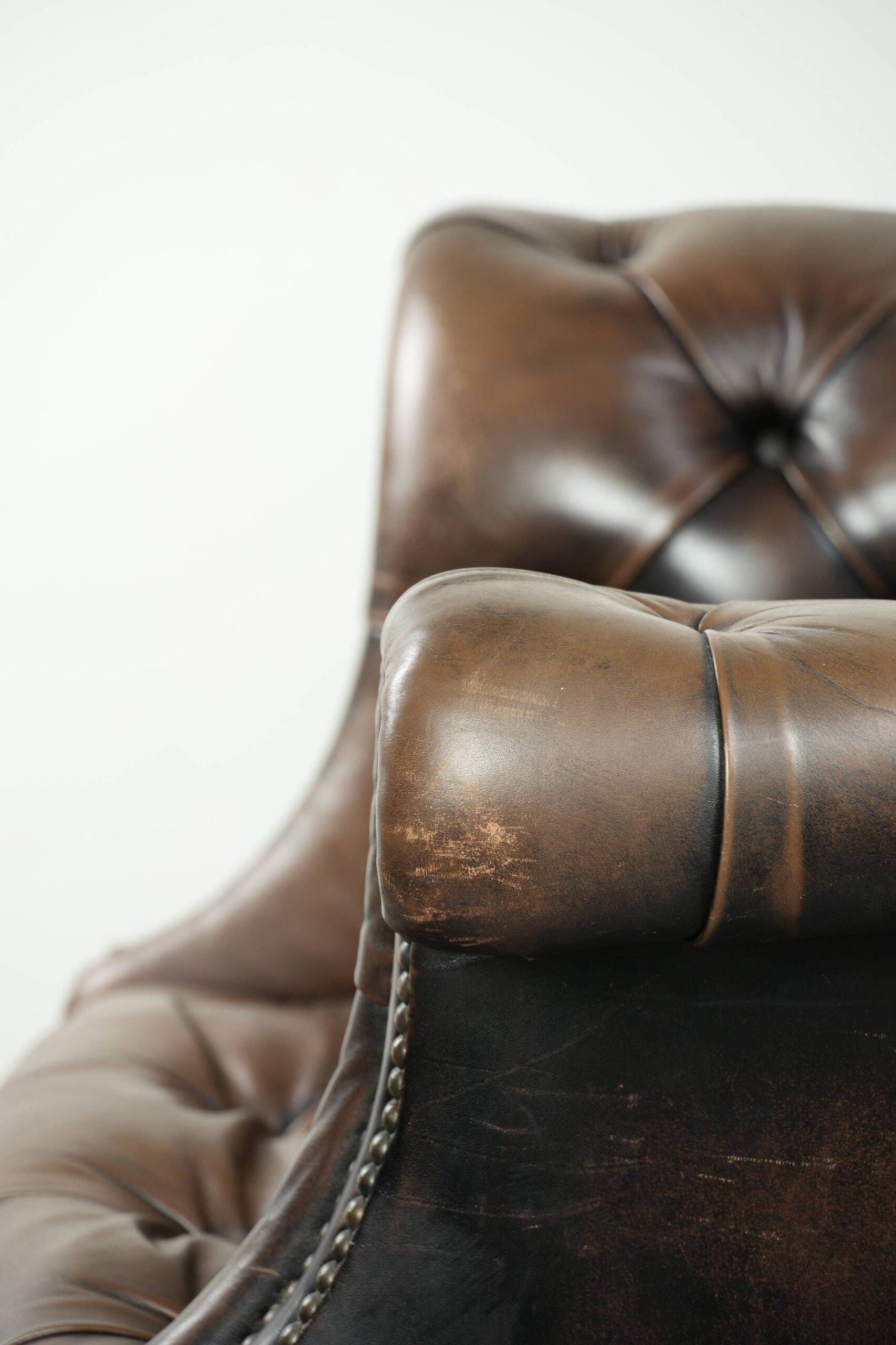 Vintage Chesterfield office chair with decorative nails in English style