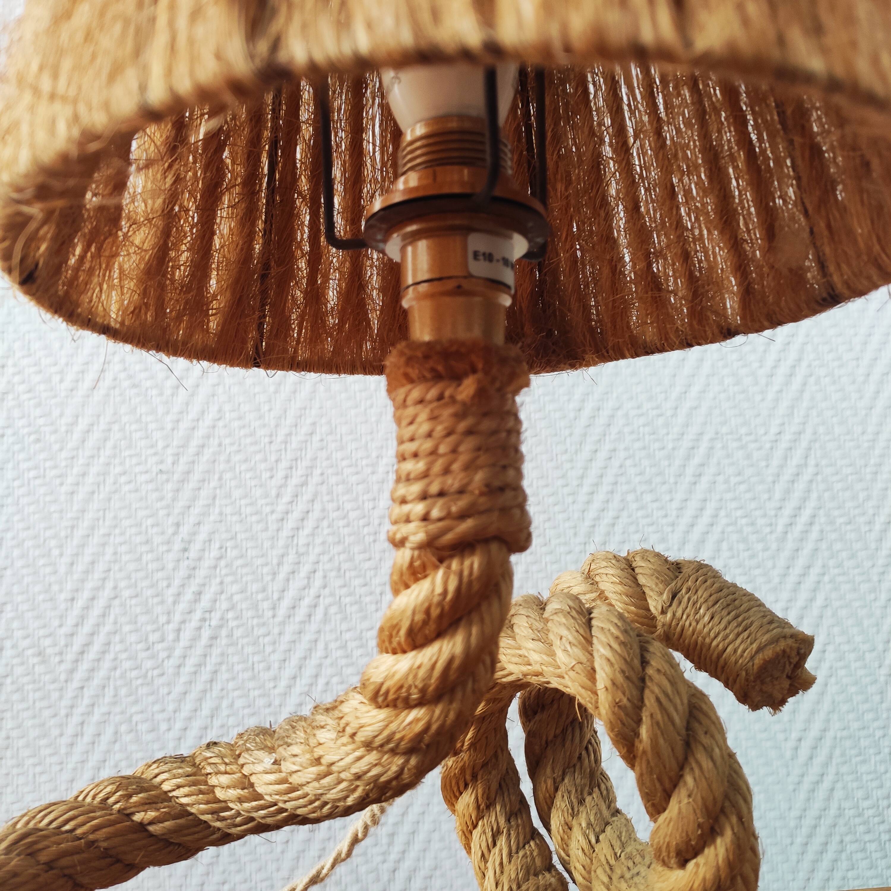 Vintage 1950s table lamp in rope – in the style of Audoux & Minet