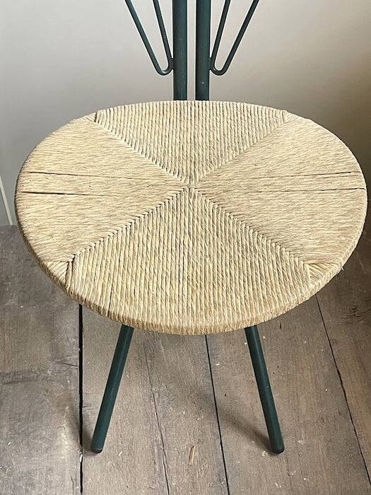 LaPalma folding chairs set of 2, dark green metal & woven cord, Italy, 1970s