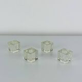 4 vintage glass ice cube candle holders