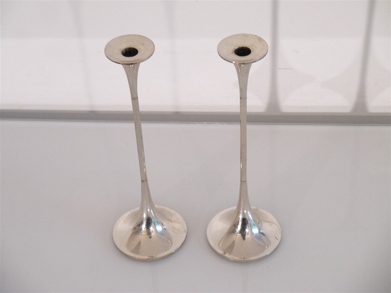 Pair of vintage metal candle holders 1970