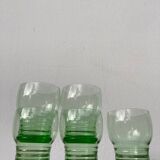 5 vintage green blown glass water glasses