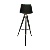 Lampe trépied noir et or