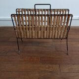 Metal magazine door and vintage rattan