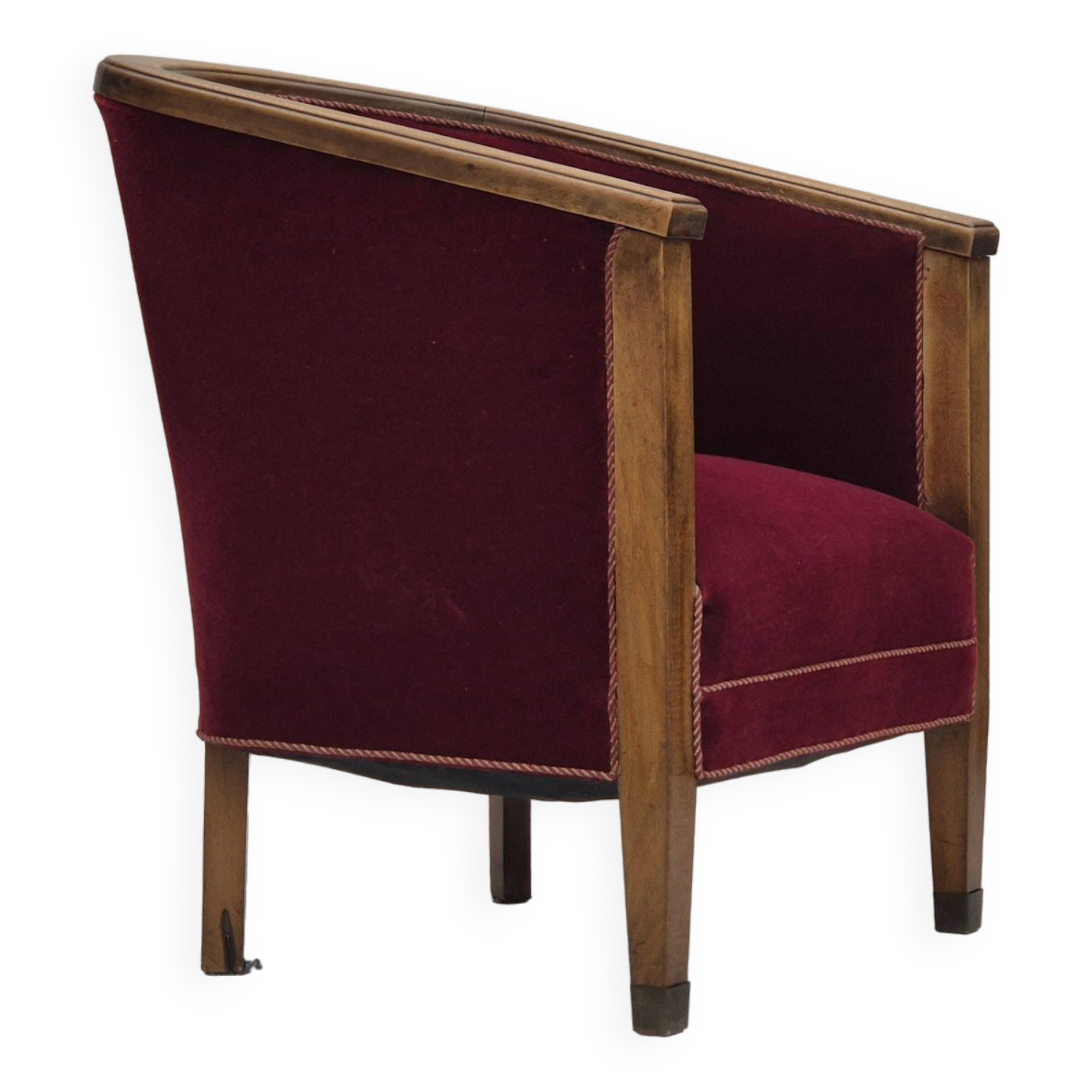 1950s, Danish armchair, original condition, furniture velour, beech wood.