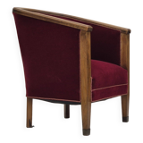 1950s, Danish armchair, original condition, furniture velour, beech wood.