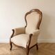 Pair of Voltaire armchairs in wood and gingham fabric.