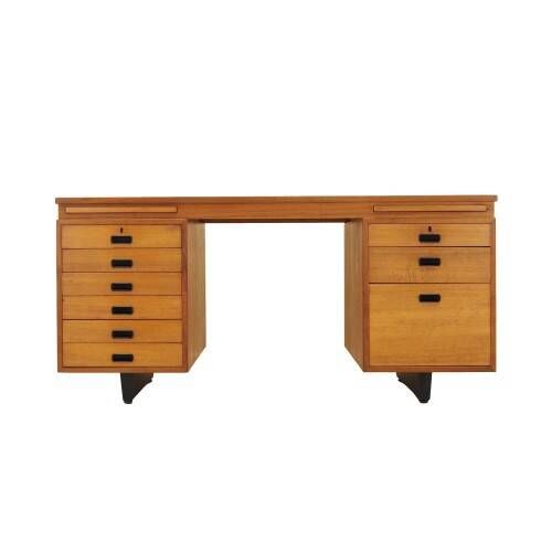 Executive desk with nine drawers and pull-out surface, teak veneer, Nipu, Denmark, 1970s