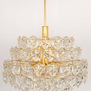 Chandelier, brass and crystal glass by Kinkeldey, Germany, 1970s.