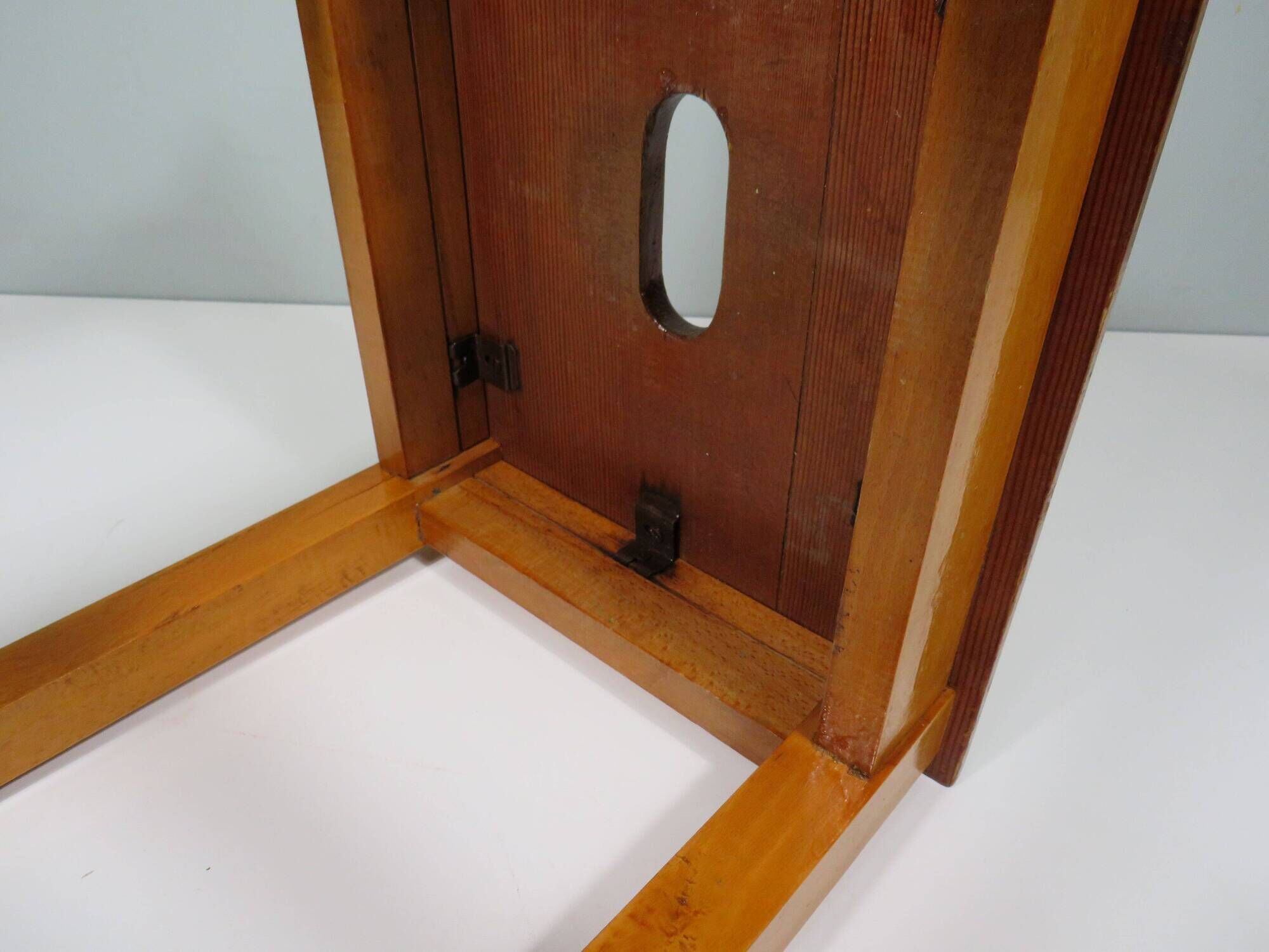Vintage handmade workshop stool with handle, Belgium 1960