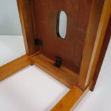 Vintage handmade workshop stool with handle, Belgium 1960