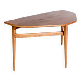 Vintage Scandinavian side table with three legs by LJ Bord, teak and beech, 1950s–1960s.