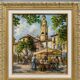 B Franco: Oil on panel, depicting a lively market scene.