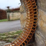 Italian rattan wall mirror, 1960s