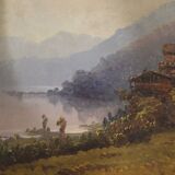 Tableau signé paysage huile sur carton du 19ème siècle