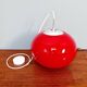 Grande suspension Space Age en opaline rouge, années 1960-70