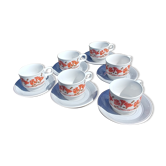 Ensemble 6 tasses/sous tasses à café Kiln Craft Made in England années 70