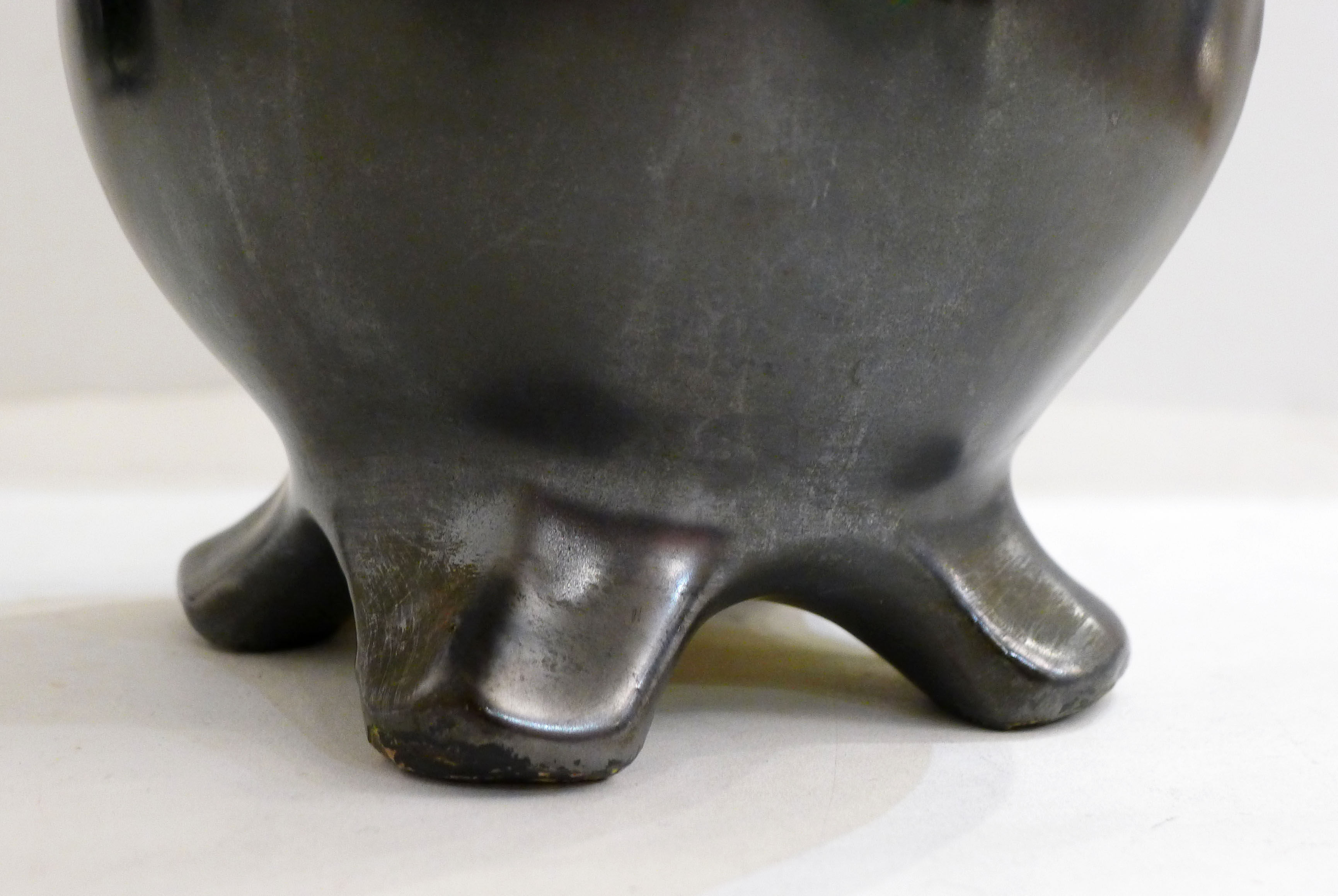 Amphora vase in metallic stoneware