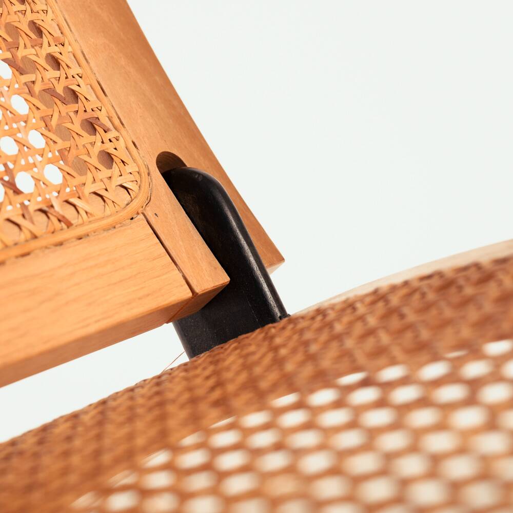 Gijs Bakker folding lounge chair rattan webbing for Castelijn, 1970s