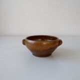 Brown Digoin stoneware bowl with handles