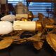 Pair of gold metal wall lights