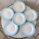 Set of 6 dessert plates sky blue gradient pastel years 40-50