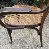 Baumann curved caned wood armchair, 1900
