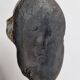 Signed raku ceramic mask on wooden base Contemporary sculpture 30 cm
