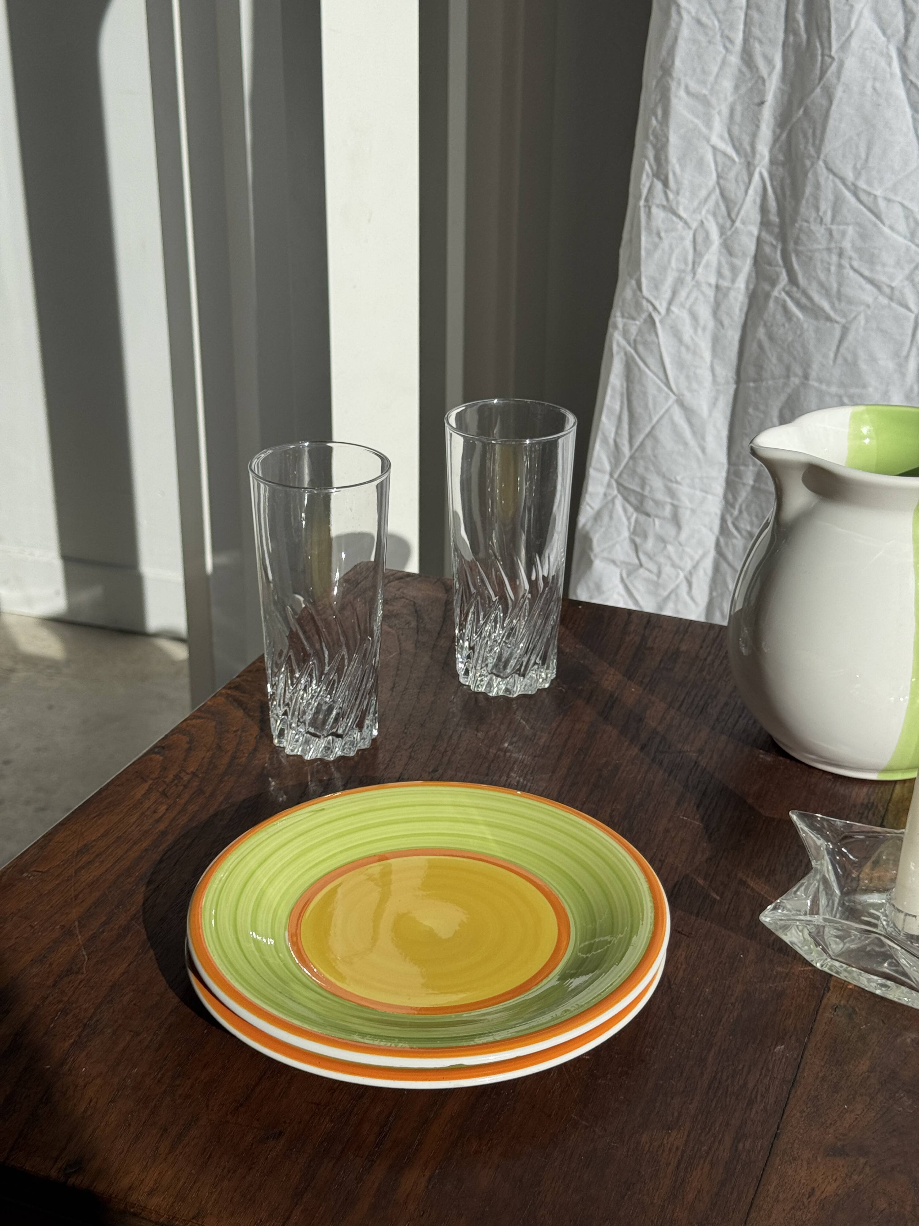 90s white and green ceramic carafe H17 D11