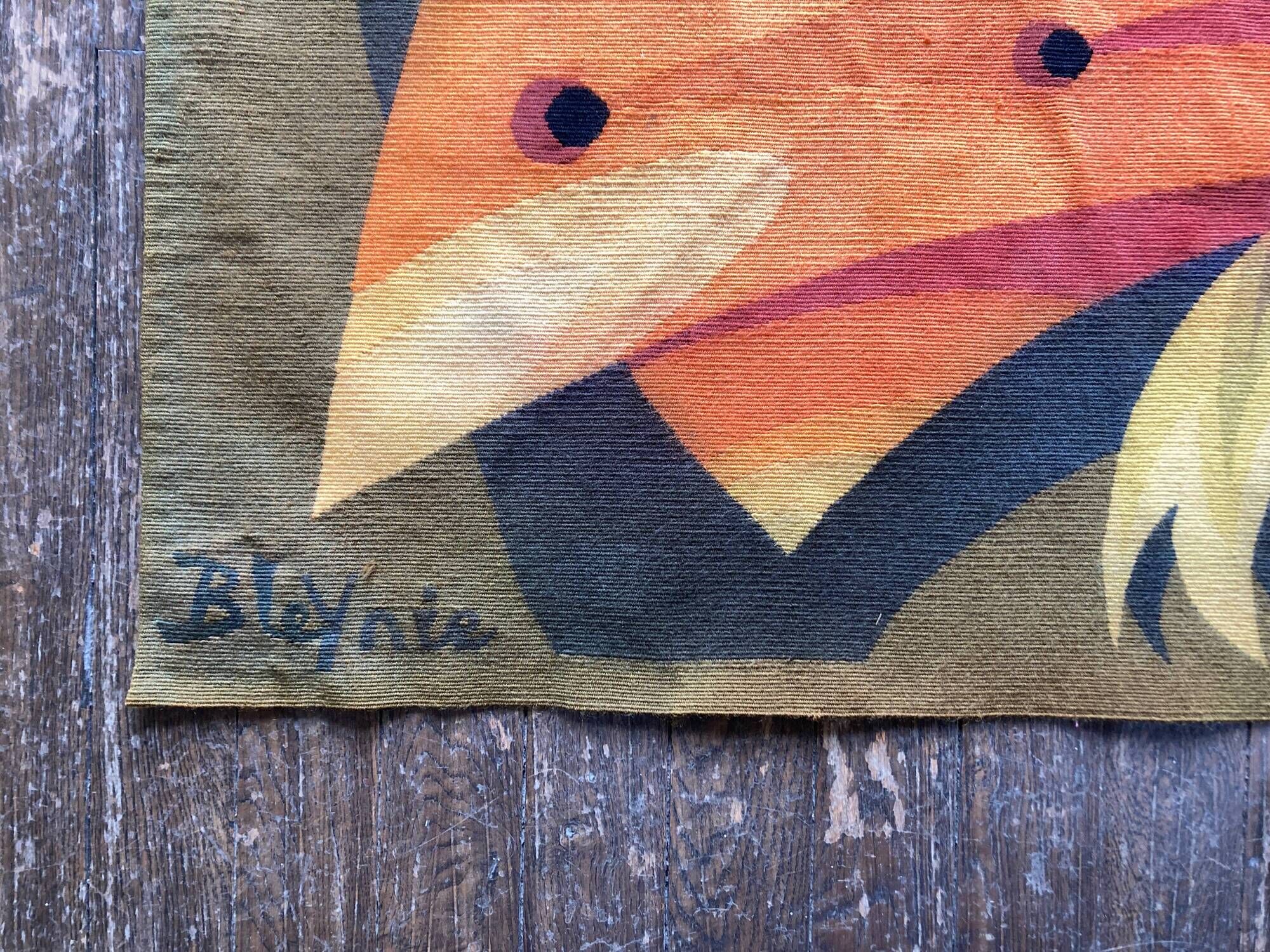 Aubusson tapestry Bleynie midcentury Atelier Andraud 6/6