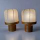 Pair of cocoon table lamps with pine, Italy, 1970s